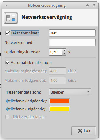 Egenskaber med indstillingsmuligheder for netovervågning i XUbuntu 14.04